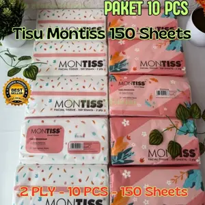 Tisu Montis 150 sheet Paketan isi  10pcs / 8pcs / 6pcs Paket Facial TIssue Montiss  Tisu Wajah Kecantikan Halus Harga Promo Murah gratis Ongkir dan BIsa COD tisu murah  promo tissue murah