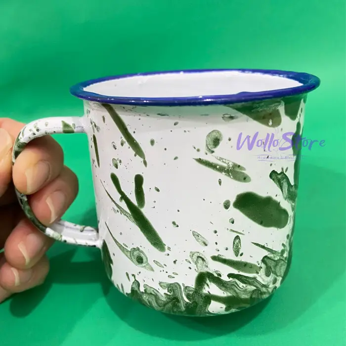 Mug Enamel 7cm Motif Blirik ( Loreng) / Cangkir Jadul Brulik 7cm 1