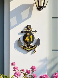 Nomor Rumah Akrilik Timbul Miror Gold Model Jangkar