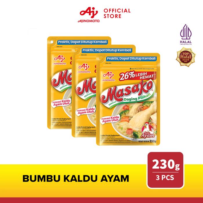 Gambar MASAKO Bumbu Kaldu Ayam Penyedap Rasa 230G (3pcs) - Dibuat Dengan Daging Ayam Asli Dan Rempah Pilihan dari Ajinomoto Official Store Kota Depok Tokopedia