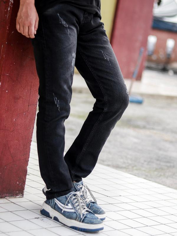Ferskillend Celana jeans panjang pria sobek Tiger Claw CMJEE 01 streach jeans skinny Black Tiger Claw Denim Hitam sobekpria Nyaman Ripped Slimfit Melar Stretch 4