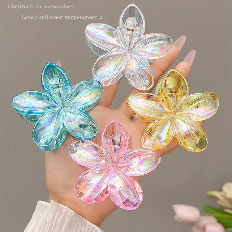 Egg flower hair clips transparent high ponytail scrunchies platter hair shark clip gradient hair claw senior sense of flowers headdresses