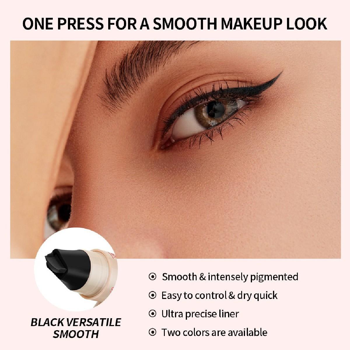 Double-Sided Rotating Design Eyeliner Stamp Pen, Brown & Black Waterproof Sweatproof Smudge-Free Makeup Tool, Perfect for Beginners Quick Eye Makeup, Enhance Eye Makeup