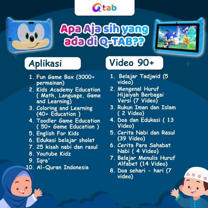Q-TAB Quran Tablet Anak New Produk Al-Akram Bergaransi 1 Tahun Edukasi Islami Belajar Game Kids Toy 9