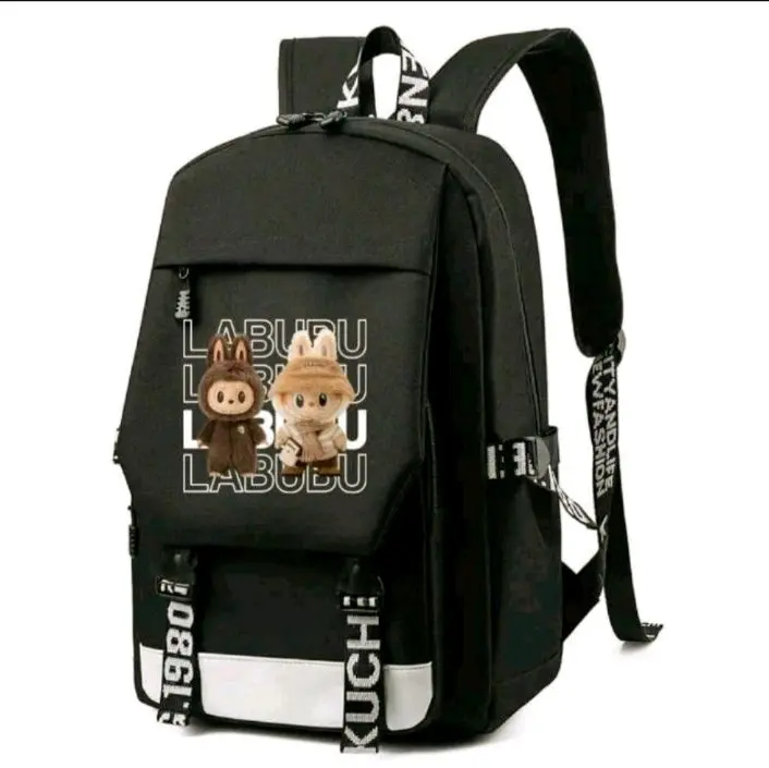 Ransel gendong labubu anak laki_laki wanita sd smp smk Backpack Sekolah Perempuan Hitam pria keren Fashion premium kuliah ringan stylist 4