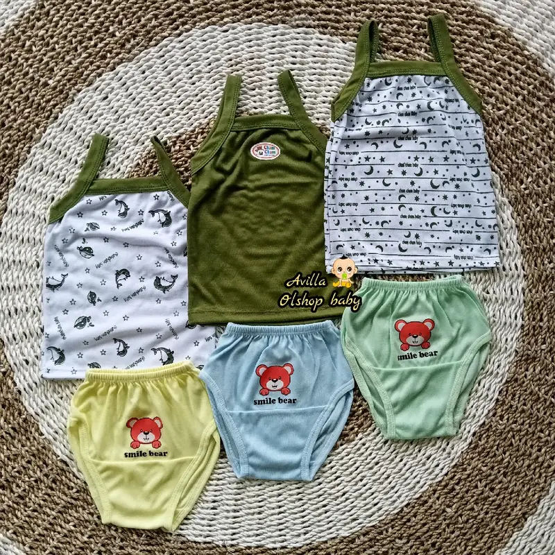 Paket Set Baju Dalam dan Celana Dalam Anak Perempuan dengan Tangtop dan CD - Fashion PE Double (3pcs tangtop+3pcs cd) Pakaian 8