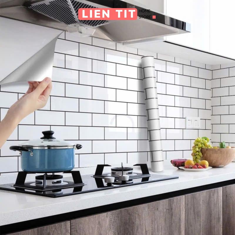 Giấy Dán Bếp Khổ 60cm x 3m Tráng Nhôm Chịu Nhiệt, Decal Dán Tường Bếp Chống Dầu Mỡ Giả Gach Hoa Văn Trang Trí Decor Phòng Đẹp