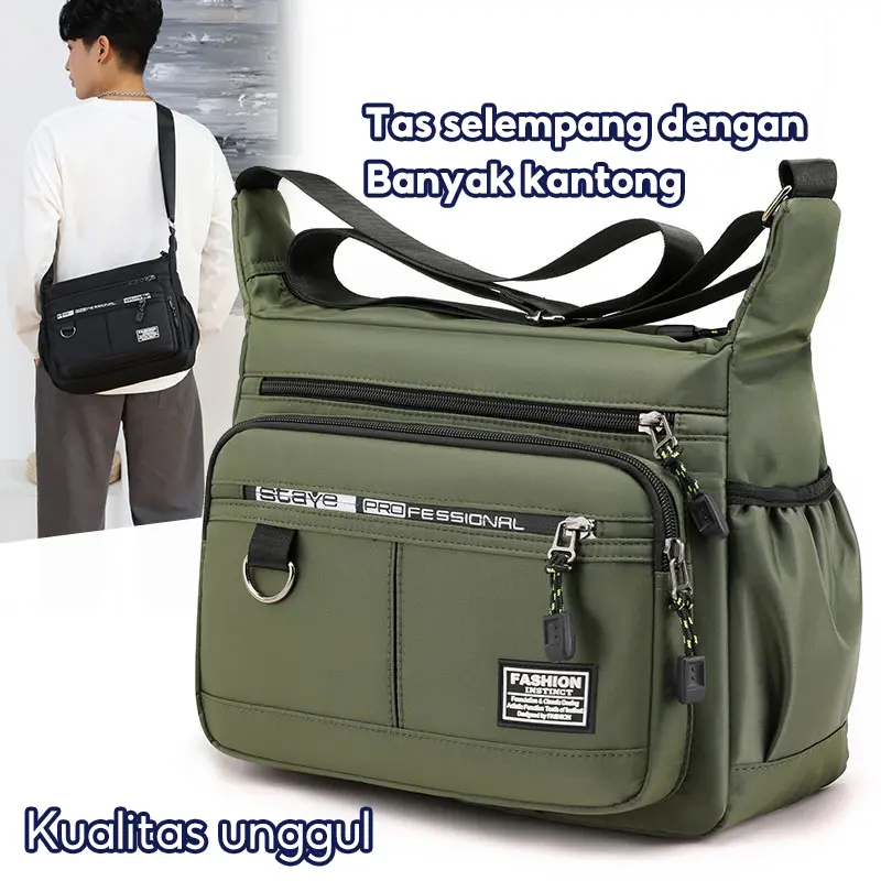Tas Pria Kapasitas Besar Tas Bahu Ransel Tahan Air Tas Multi Saku Tas Kerja Kasual Pria
