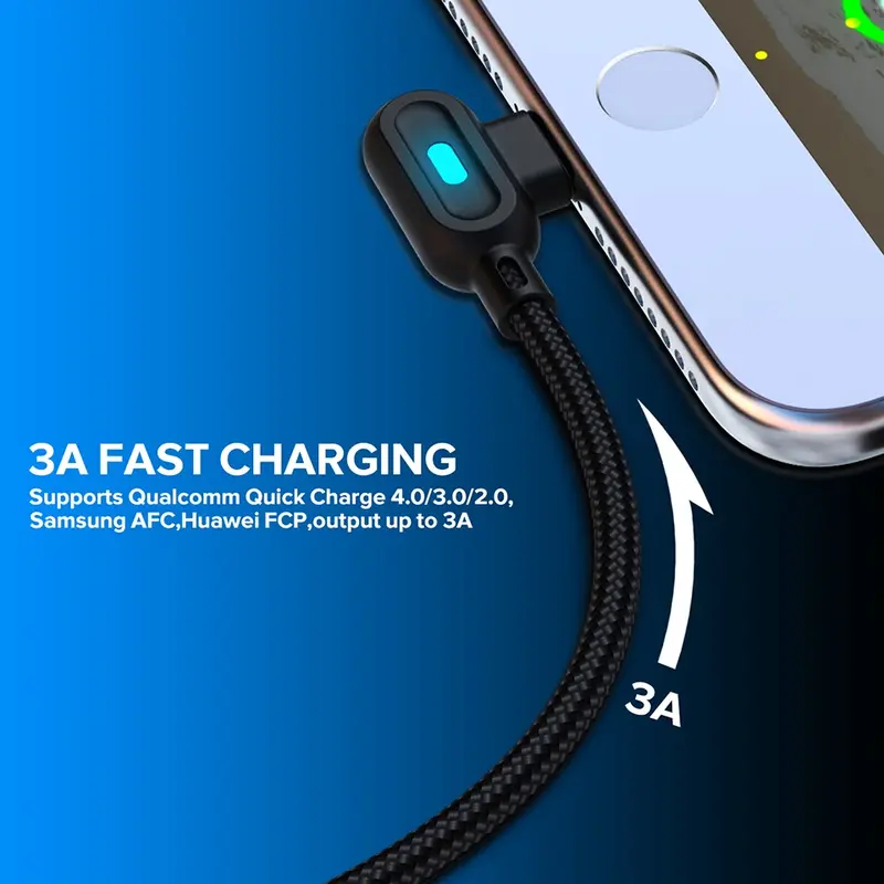 Cáp USB Type C Micro 90 độ, Olaf, Dây sạc nhanh, Tương thích với iPhone, Samsung, Xiaomi, Huawei, LG, Android, Dây dữ liệu Microusb, Thiết kế khuỷu tay đôi, Thích hợp để chơi game, Hỗ trợ USB C, Sạc nhanh 3.0 và 4.0 1