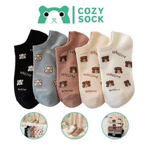 COZY KS143 Sepasang Kaos Kaki Motif Kartun Whom Brown Fashion Pendek Ankle Semata Kaki Socks Korean Model Cute Style Y1801