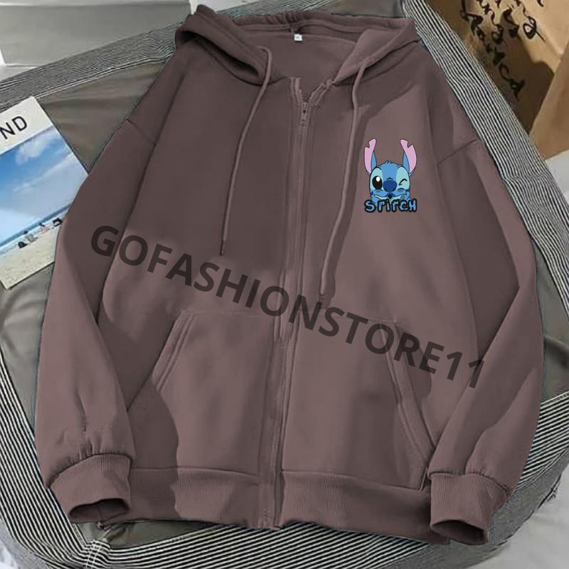 Jaket wanita korean style Stitch size L XL XXL jaket hoodie cewek jaket zipper wanita hoodie zipper wanita hoodi cewek terbaru 2023 hoodie zipper wanita tebal sweater zipper wanita sweater resleting wanita dewasa sweater resleting keren cewek bisa COD-GFR 5