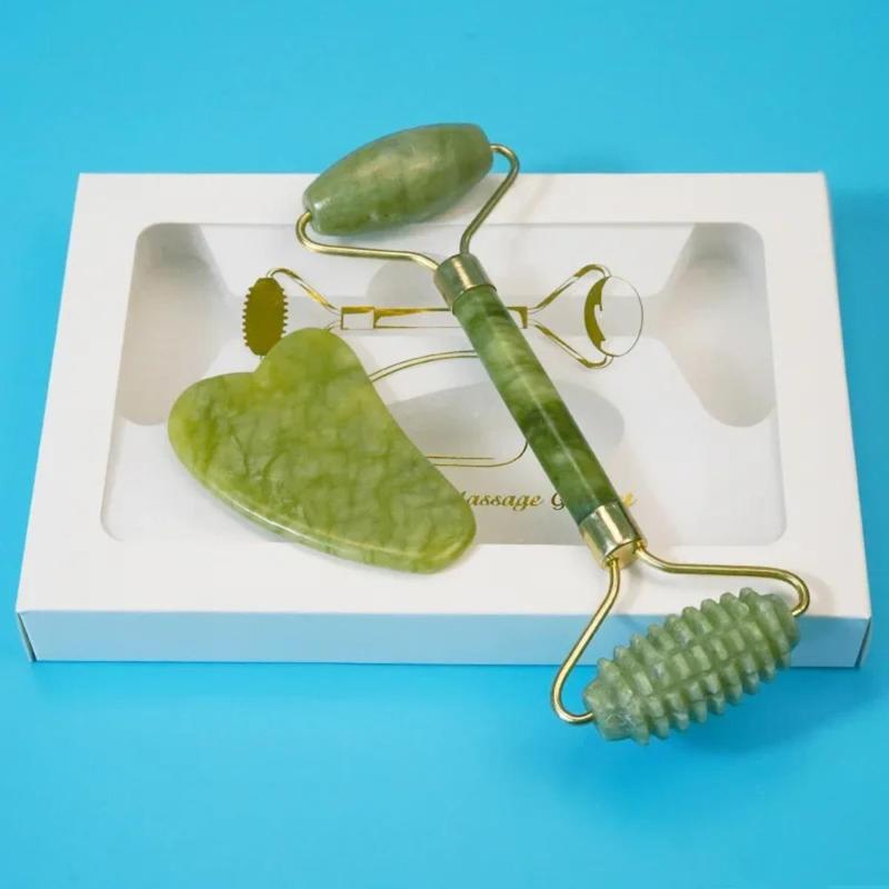 Con Lăn Ngọc Bích Tự Nhiên Để Nâng Cơ Mặt, Dụng Cụ Làm Đẹp Chăm Sóc Da, Chống Nhăn, Đá Ngọc Bích Gua Sha 1