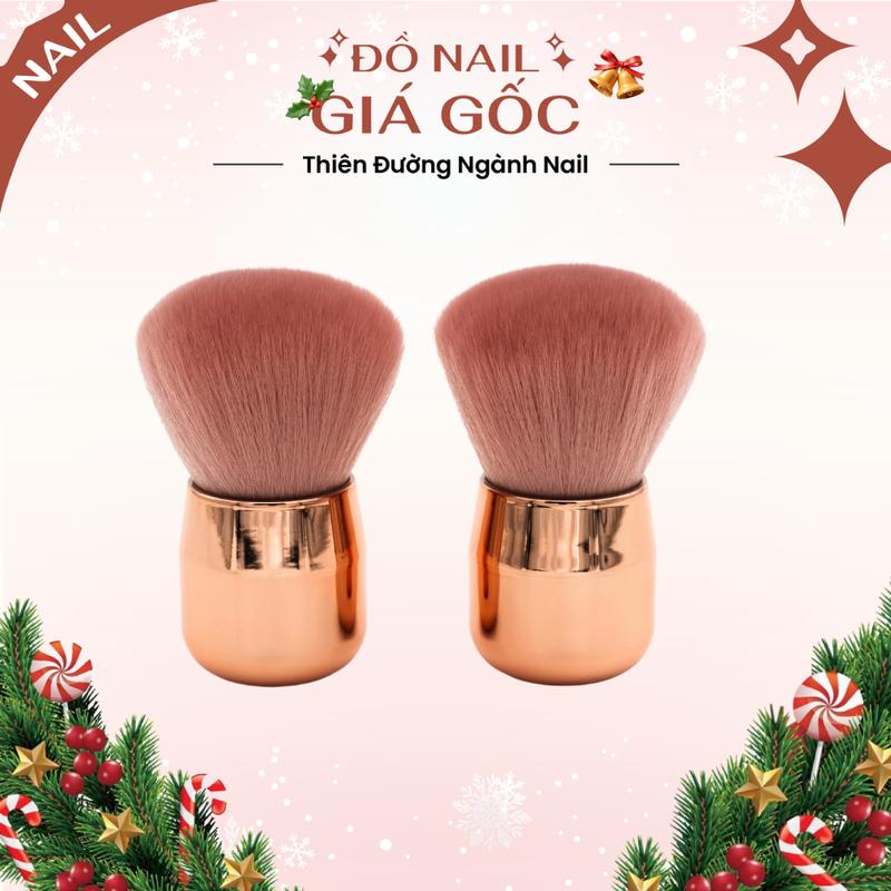 Chổi phủi bụi nail cán ngắn hồng - Cọ phủi bụi nail chuyên dụng lông dày mềm mượt