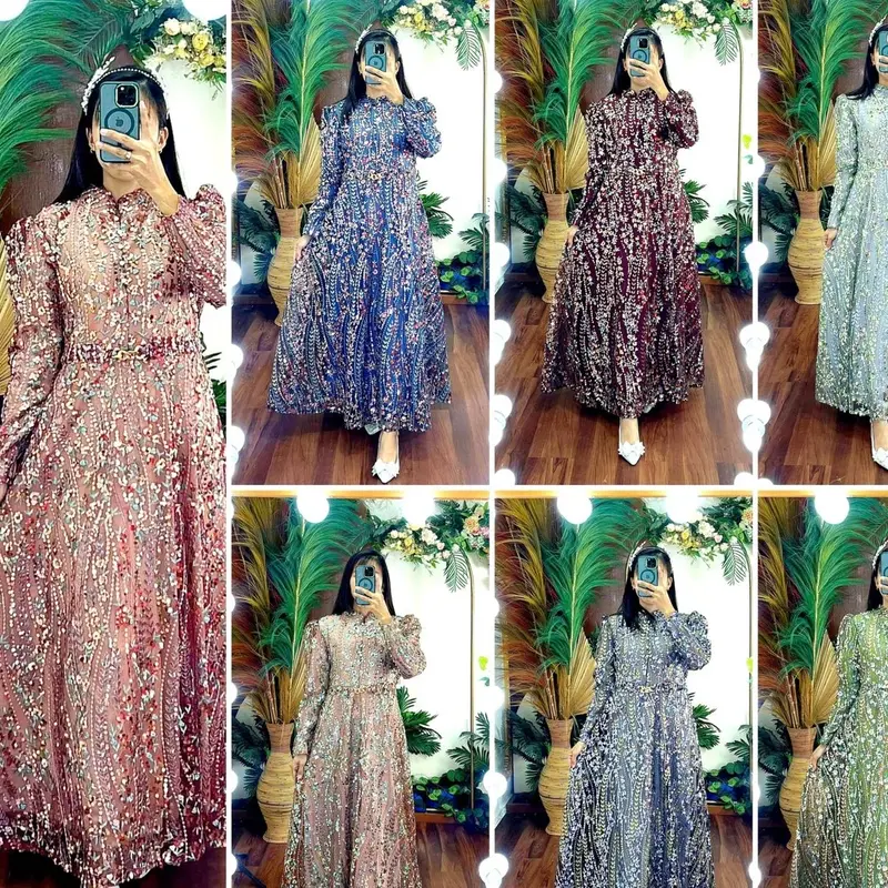 KEMILAU Official  Gaun Aliyah All Size LD 110 - Dress Wanita Busana Muslim Kondangan Pesta Brukat 2