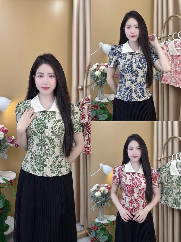 Áo sơ mi nữ dáng PEPLUM mã A60 HỌA TIẾT LỤA HÀN CHÂU siêu xinh áo peplum xu huong Nữ Women