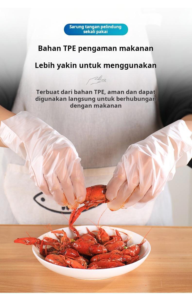 Sarung tangan sekali pakai transparan TPE yang menebal untuk dapur, memanggang, makanan, katering, salon kecantikan, sarung tangan pembersih dan sanitasi