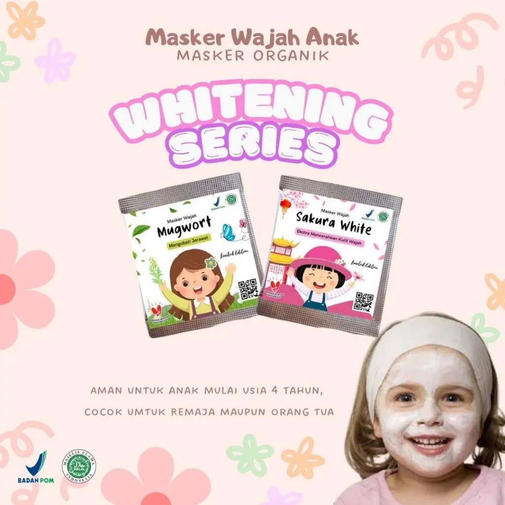 Masker wajah anak organik Kids Face Mask WHITENING series best seller