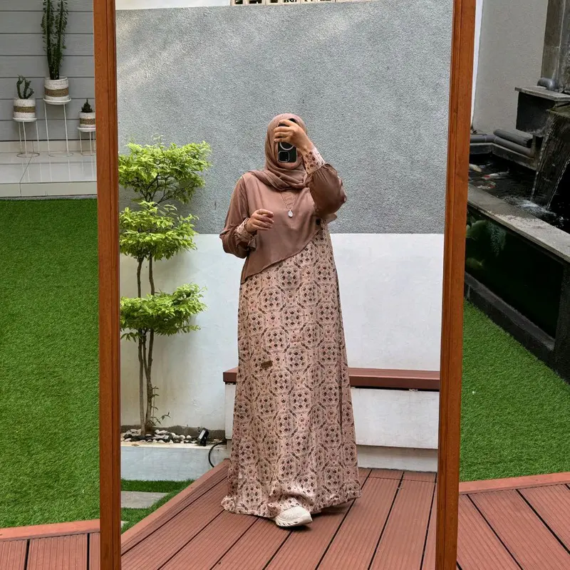 GAMIS DRESS MUSLIM RAYON TWILL MOTIF RAYON BY NADHEEFA STORE 5
