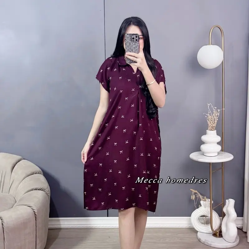Mecca Dress korea style motif pita - Daster Motif rayon viscose busui resleting Bumil Wanita 4