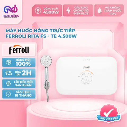 Máy Nước Nóng Trực Tiếp Ferroli Rita FS - TE 4500W - Chống Rò Điện ELCB - Chế Độ Bảo Vệ An Toàn Đa Cấp - Chính Hãng