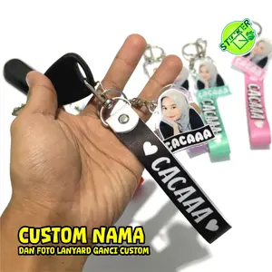 GANCI CUSTOM FOTO DAN NAMA LANYARD DAN AKRILIK KOMBINASI BEBAS CUSTOM