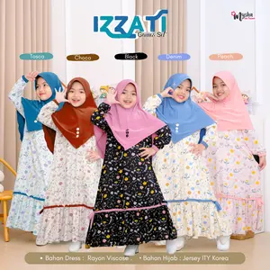 Gamis Anak Perempuan IZZATI Set Hijab  Untuk 2-11 th by Mysha Kids Muslimah Baju Muslim Anak Katun Rayon Syari Lebaran