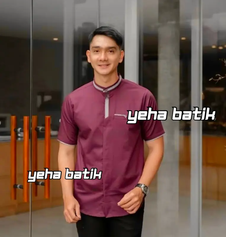 Burgundy Couple Baju Koko Ayah dan Anak Laki laki || Baju Koko Muslim Dewasa dan Koko Anak Laki laki Modern 2025 4