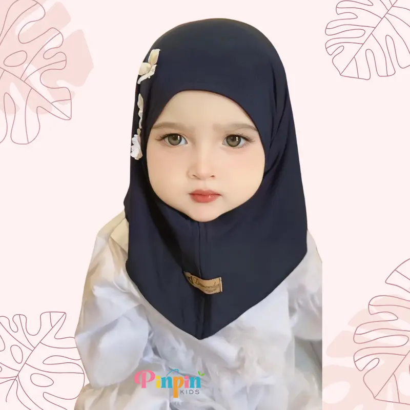 Pinpin Kids - Jilbab Anak Bayi Newborn MAURIN FLOWER / Hijab Baby / Kerudung Anak Perempuan Usia 0-1 Th Motif Bunga 3