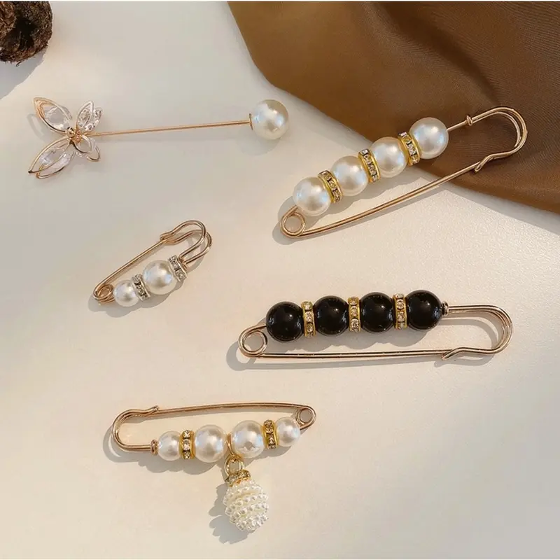 Tuspin PENITI TUSUK Jarum HIJAB Bros Set Tusuk Mutiara Pin Tutup Brooch Aksesoris Jilbab Pakaian 1