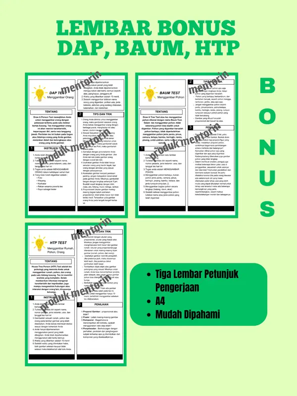 KERTAS TES MENGGAMBAR ORANG, POHON, RUMAH PSIKOTES ( 10 lembar tes + 3 lembar petunjuk pengerjaan + 3 lembar contoh pengerjaan) 1