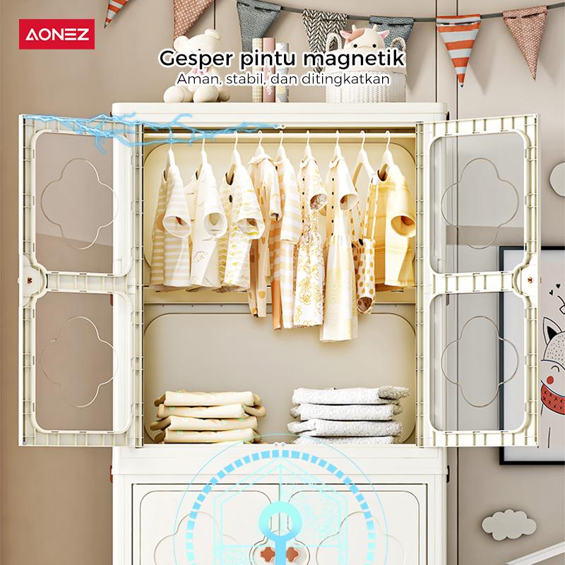 Product Introduction of 【COD 24h Shipping】AONEZ Lemari Plastik Pakaian Kelinci Dapat Dilipat 4&5 Tingkat Laci Susun Storage Cabinet Plastik Rak Susun Penyimpanan Lemari Baju > 25 kg bisa diputar Furniture 2