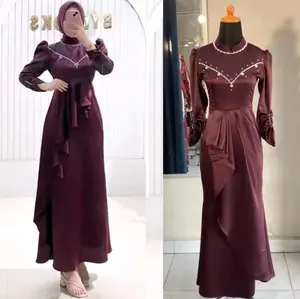 Karisma Dress Lebaran 2025 Elegan Mewah Gamis Simple Bridesmaid Gamis Lebaran 2025 Idul Fitri Gamis Burgundy 2025 Wanita Muslim Gamis Burgundy Remaja Syari Kondangan Payet Maxi Gamis Crinkle Airflow gaun lebaran baju lebaran coquette Pesta Dewasa Nyaman
