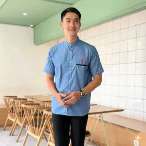 Kemko Warna Denim Lengan Pendek Size M-L-XL-XXL Terbaru 2024 Matterial Kain Toyobo Delux Import Premium Berserat Serap Keringat Full Kancing Aktif Perhiasan tubuh
