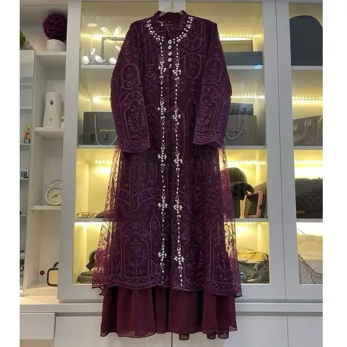 Gamis brokat terbaru 2025 mewah kekinian / gamis lebaran 2025 model gamis terbaru / gamis pesta mewah elegan / gamis kondangan mewah terbaru 0