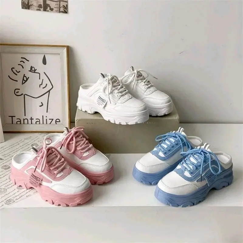 Sepatu Wanita Model Terbaru Korean Style Sneakers Casual Putih Biru Pink Shoes Cewek Kasual Olahraga