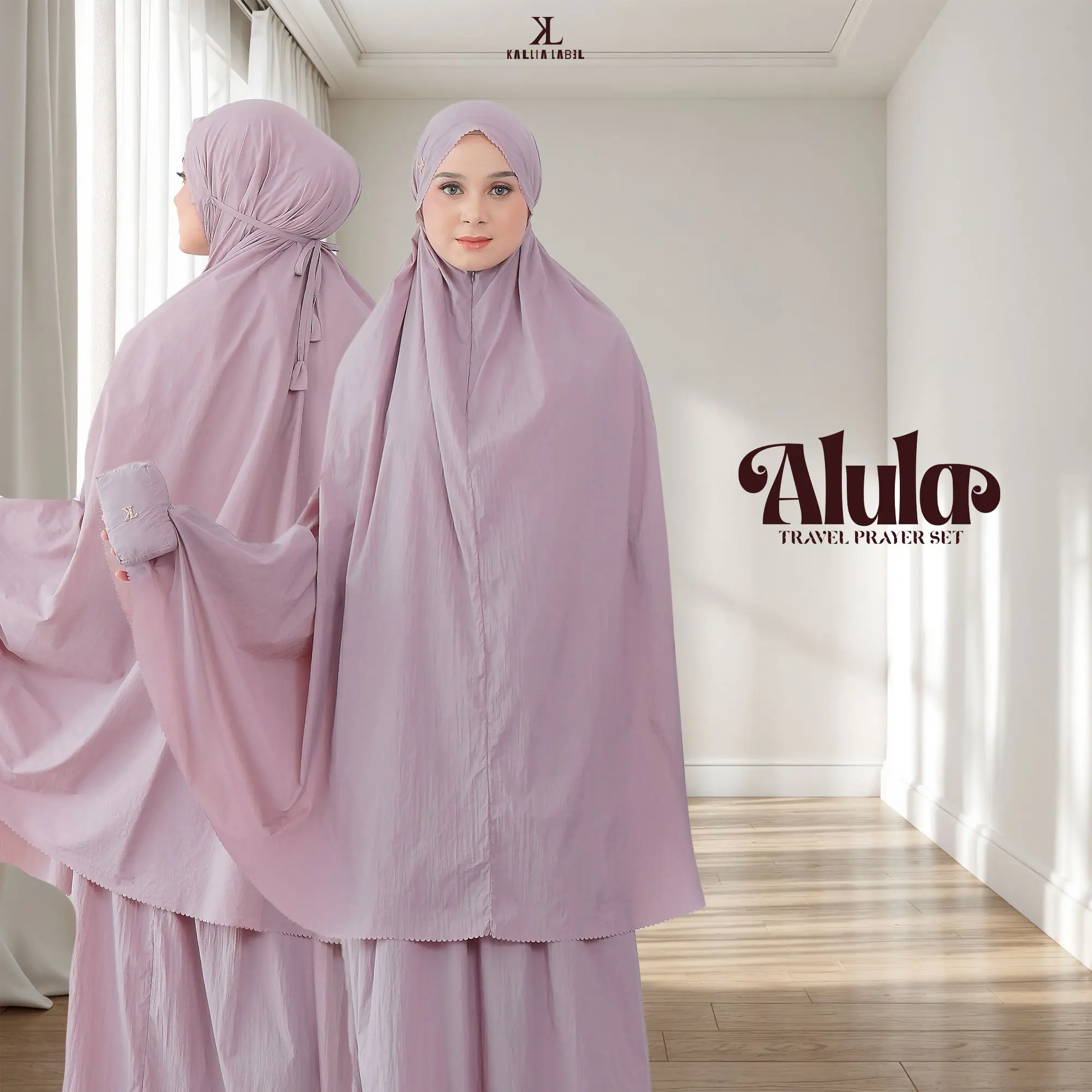 Alula Travel Prayer Set | Mukena Mini Travel Premium by Kallia | Packaging with box