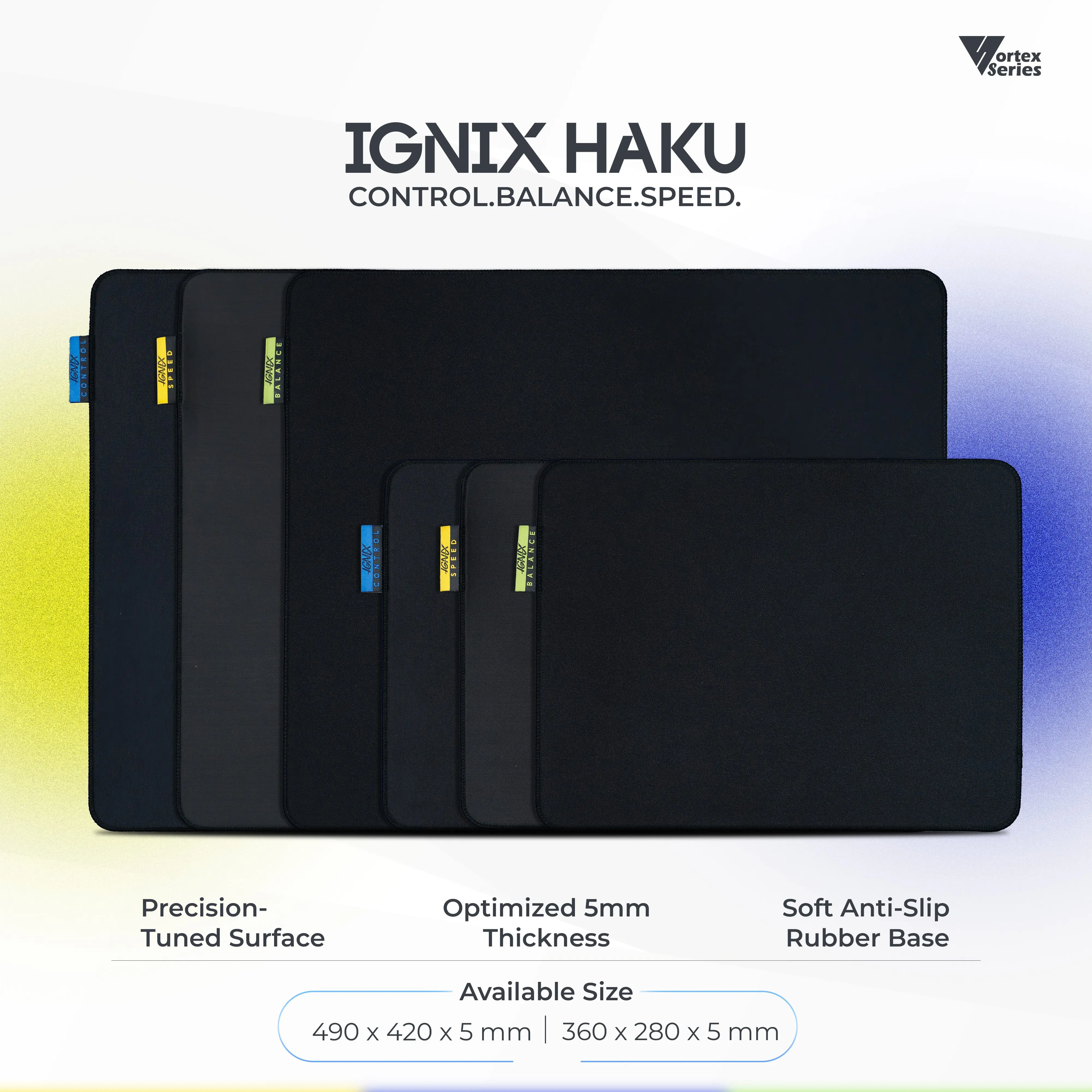 VortexSeries IGNIX HAKU Premium Gaming Cloth Mousepad – Control, Balance, Speed Smooth Fast Surface