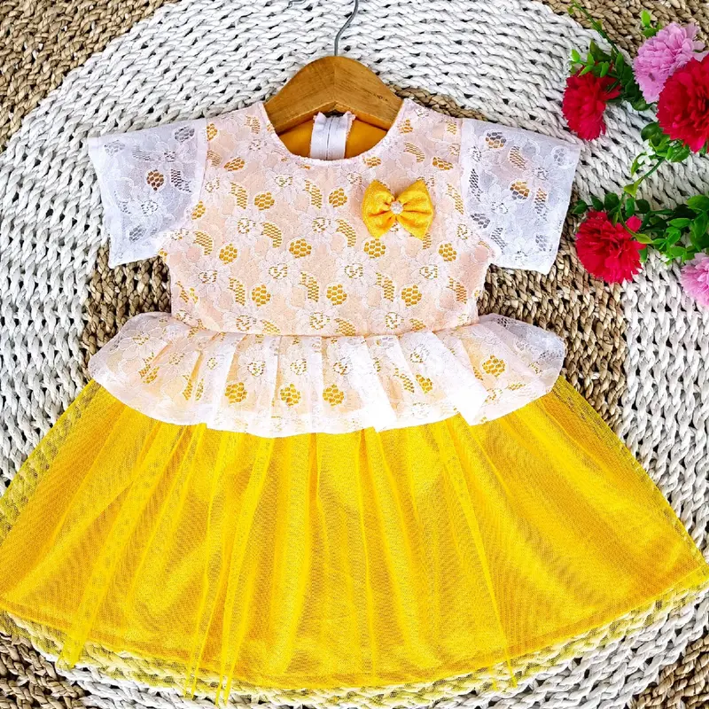 gaun pesta bayi brokat putih variasi pita cute 6