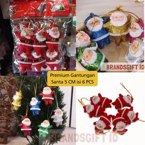 Gantungan Premium Santa Snowman Glitter Dekorasi Pohon Natal - Boneka Santa 6 PCS