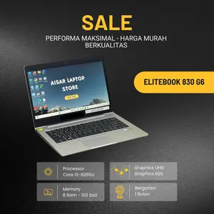 AISAR LAPTOP STORE Laptop Elitebook 830 G6 Core i5-8265U RAM 8GB SSD 512GB GPU UHD Graphics 620 Performa Maksimal Harga Murah Berkualitas