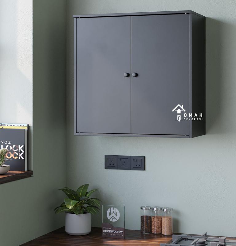 Rak Dapur Serbaguna 2 Pintu Minimalis Rak Dapur Serbaguna Tempel dinding Gantung Multifungsi Lemari Dapur Bersih omah dekorasi Furniture 056L 1