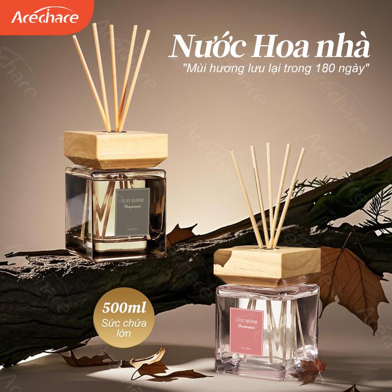  【500ml Tinh Dầu Thơm Phòng Lọ Khuếch Tán Nước Hoa Thơm Phòng Ngủ Que Gỗ Tán Hương Sang Trọng,Tinh dầu thơm phòng,Tinh dầu nước hoa Que Gỗ Tự Khuếch Tán Thanh,Hương thơm phòng vệ sinh,Máy khuếch tán tinh dầu thơm lâu dài Với 5 thanh tinh dầu 