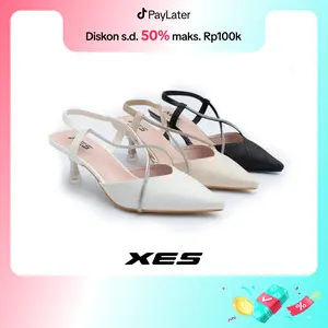 Heels XES KHESYA-556 / Sepatu Heels Pesta Wanita Black / Heels Lebaran