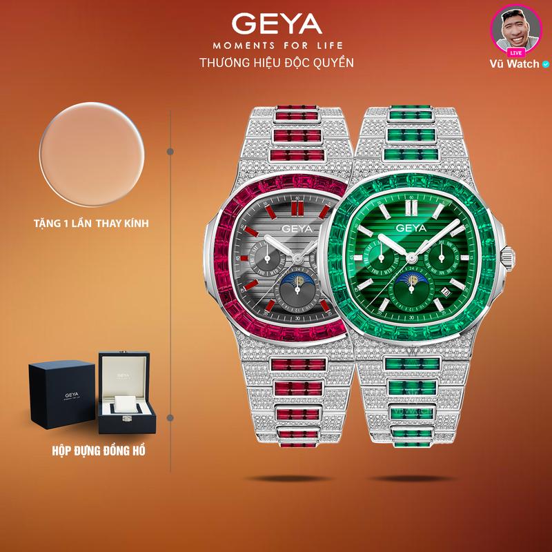 Đồng hồ cơ nam GEYA G78102 + G78152 [11.8] full đá, chống nước 5ATM, hộp đựng & thay kính miễn phí