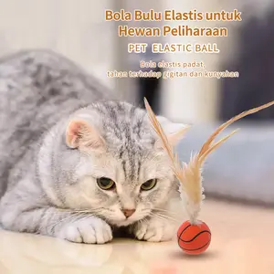 Bola mainan kucing sepak bola elastis kreatif mainan bola hewan peliharaan bola elastis energik pemanas mandiri yang melempar bola interaktif