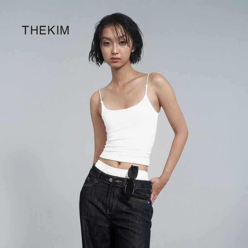  THEKIM Áo croptop 2 dây sợi bún   có mút ngực    chất liệu cotton hai lớp  áo 2 dây A104 