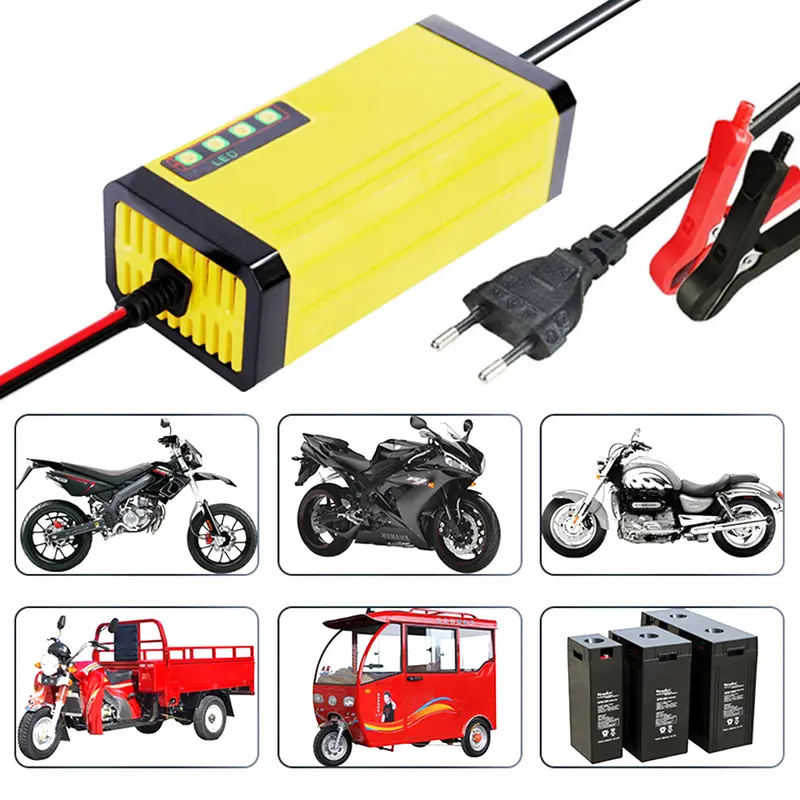 Cas Casan Aki Motor Mobil 12v 2A Portable Otomatis Charger Accu LED Display Indikator 4
