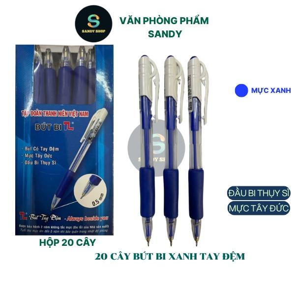 Bút Bi xanh có tay đệm Thiên Lộc (Hộp 20 Cây) dùng cho văn phòng, trường học bút bi tây đức