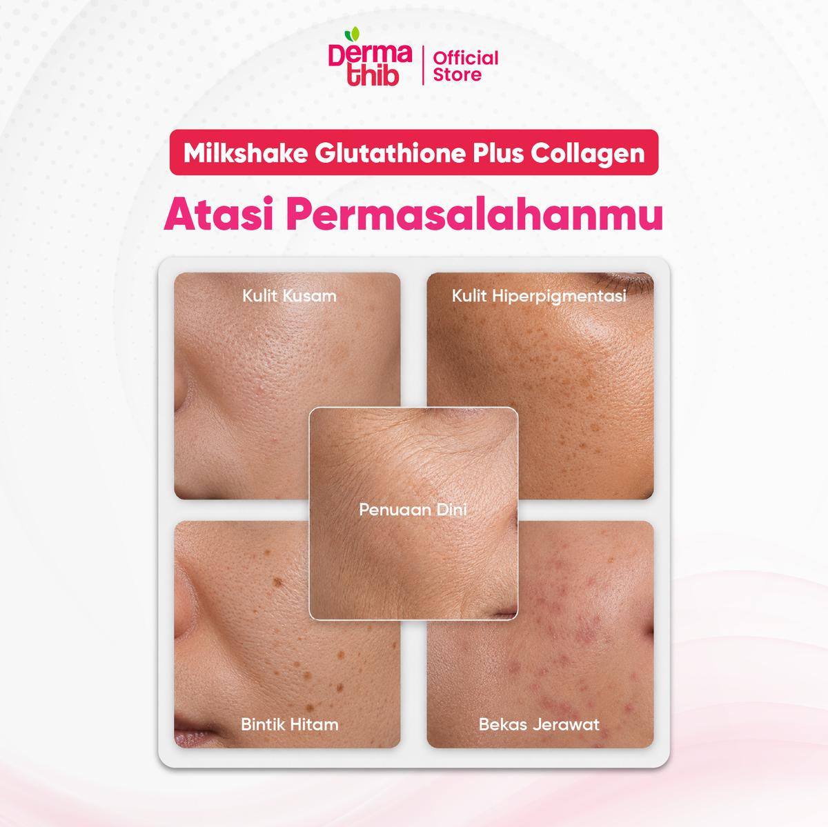 efek samping glutathione pada wajah DERMATHIB Plus Collagen Drink - Anti Aging Anti Acne Whitening Booster Rasa Stroberi, 200g (10 Sachet @20g) quantity:5mg Care-Nel aesthetics