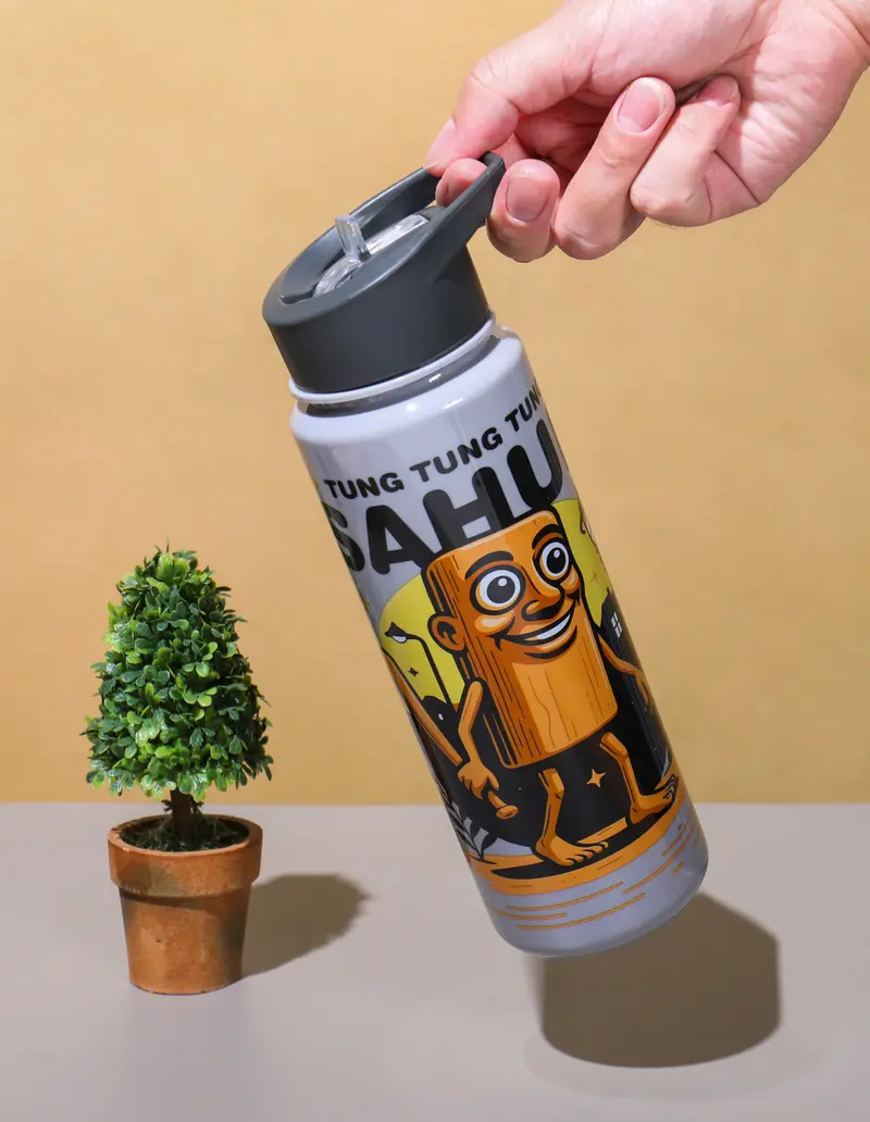 Product Introduction of Digisoria PH 800ml Solid Colored Handheld Tungtung Sahur Water Bottle Cup with Fun Animal Designs straw tumbler kids 17